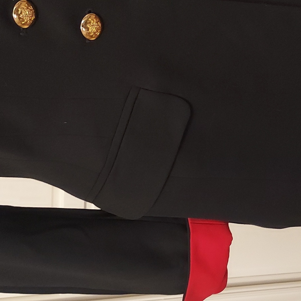 Escada Designer Suit Jacket Blazer Navy Red Size 34 Vintage - Picture 3 of 15